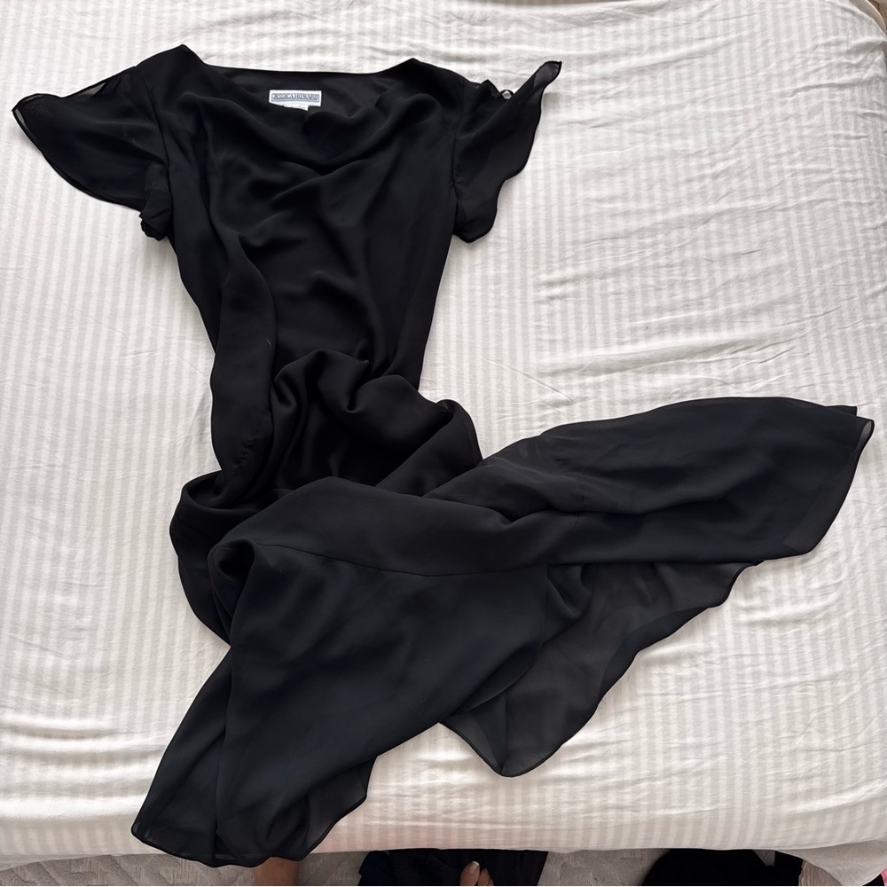 Elegant black Jessica Howard maxi dress with asymmetric hem